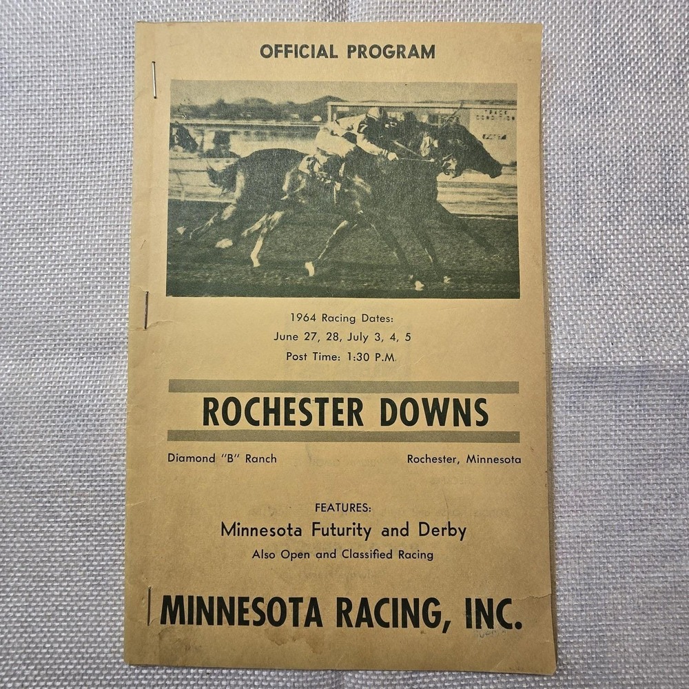 1964 Rochester‎ Downs Horse Racing Program Minnesota Futurity Derby Vintage MN